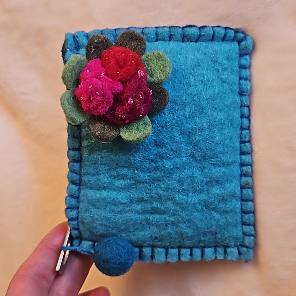 Felted Coin Purse with Flower Pin